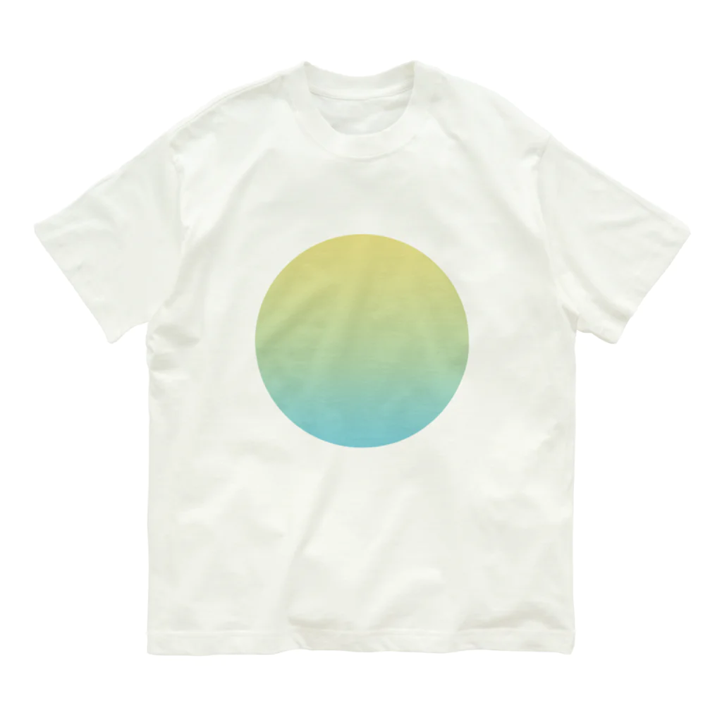 すずめのいろの【日本の伝統色・冬】枯草色〜白群グラデーション　まる Organic Cotton T-Shirt