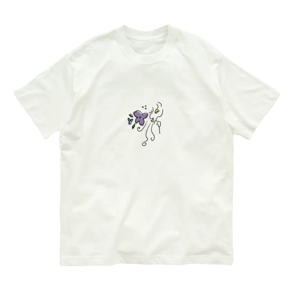 えまのflower clematis オーガニックコットンTシャツ