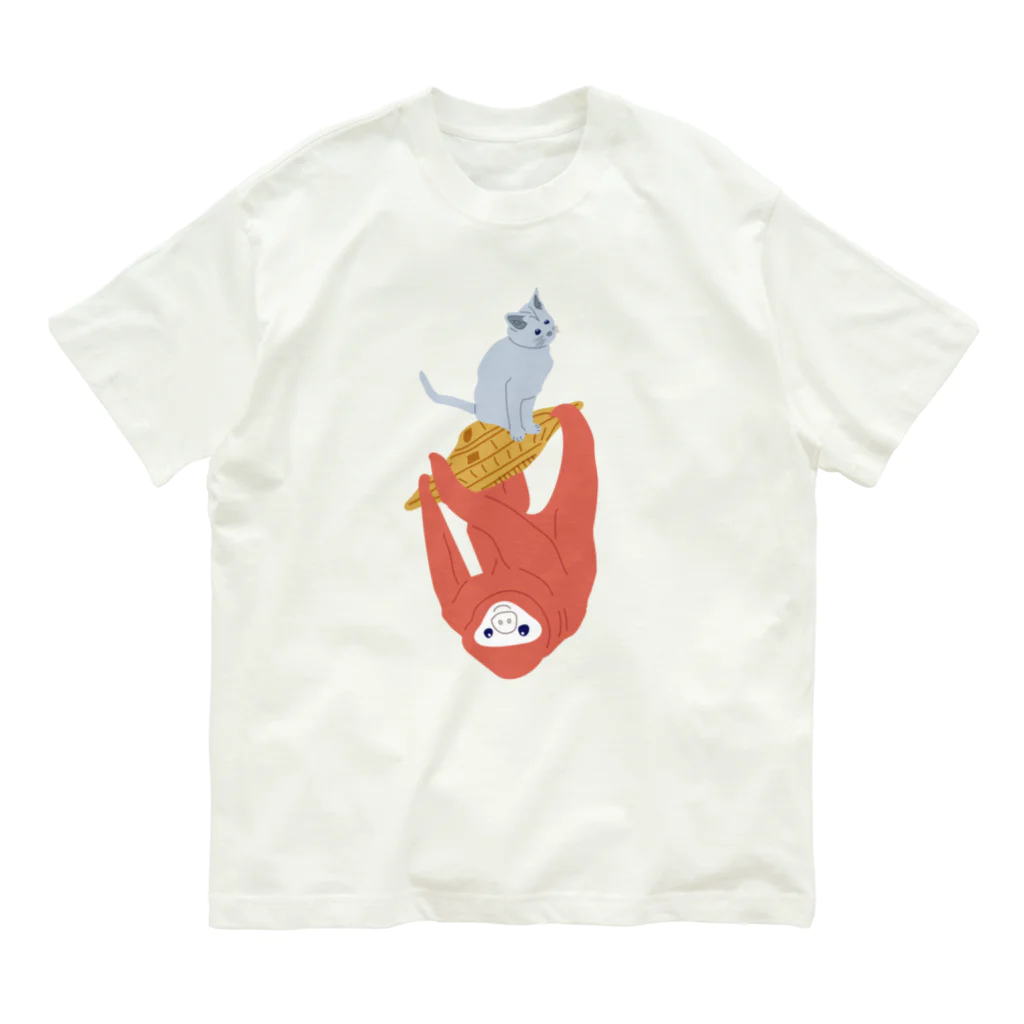 ロゴスの猫&ナマケモノ⇒UFO捕獲編 Organic Cotton T-Shirt