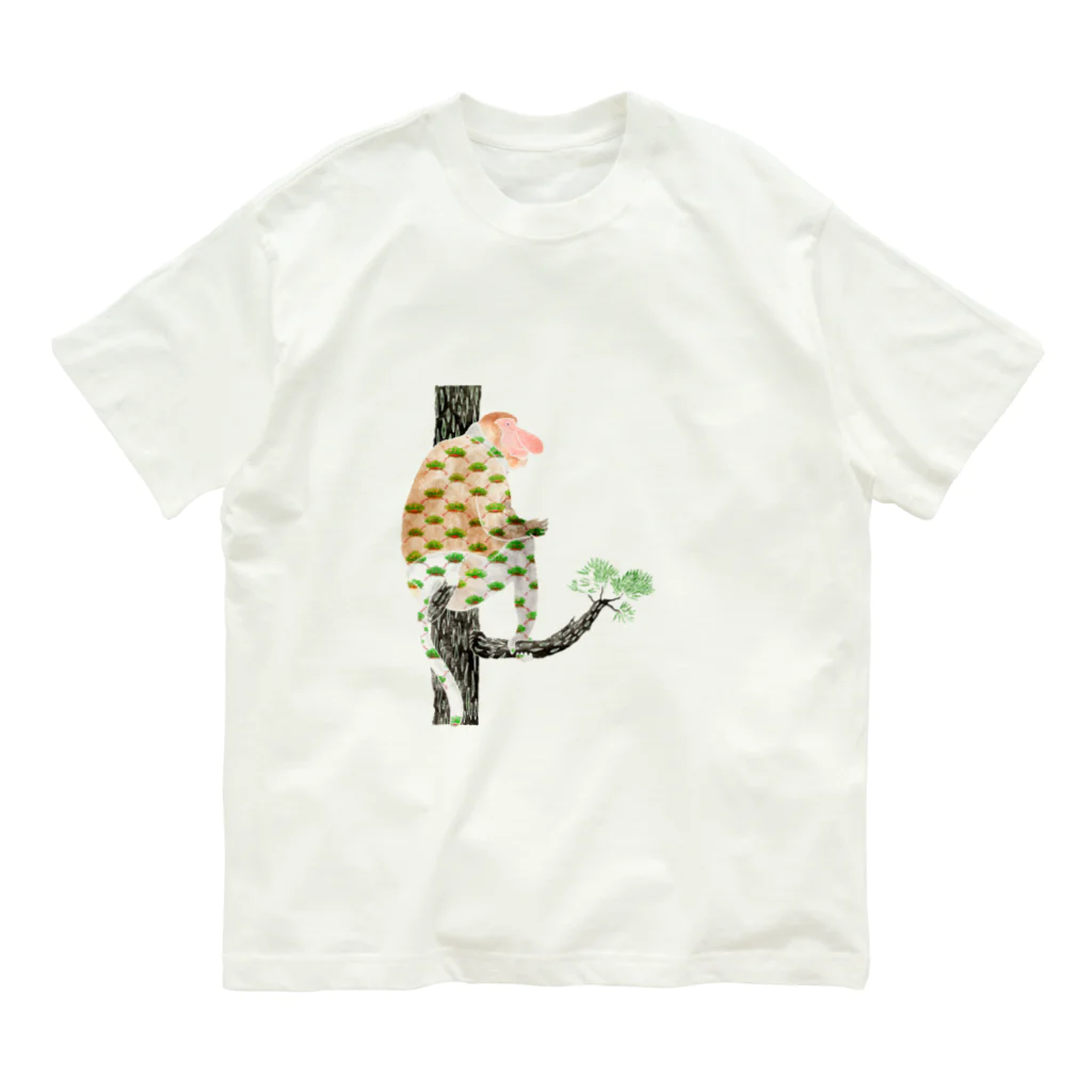 文様動物園 Pattern Zoo Museum shopの笠松 × テングザル Organic Cotton T-Shirt