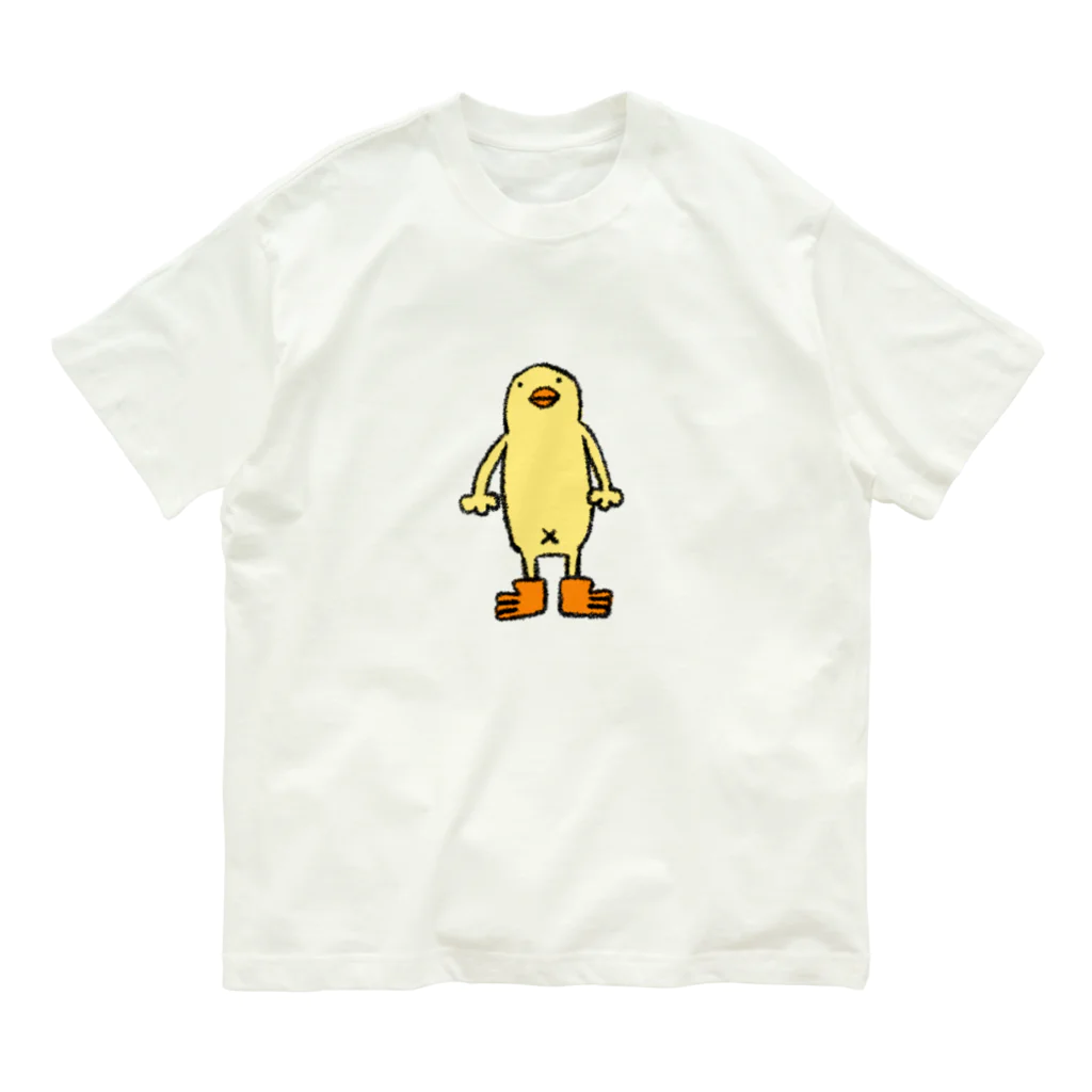 ぴょろりんちょ🐤の細長いひよこ人間ぴよのTシャツ オーガニックコットンTシャツ