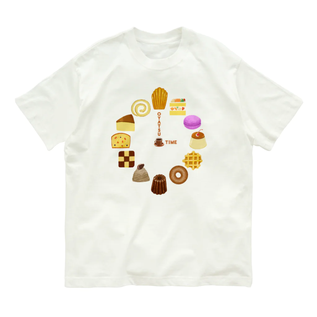 スロータイプ書店 Slowtype BooksのOYATSU TIME  洋菓子 時計 271 オーガニックコットンTシャツ