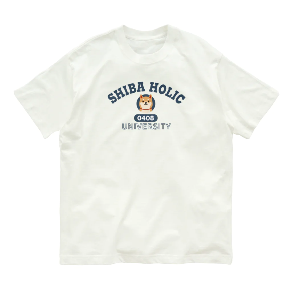 しばじるしデザインのSHIBA HOLIC（柴犬中毒大学） Organic Cotton T-Shirt