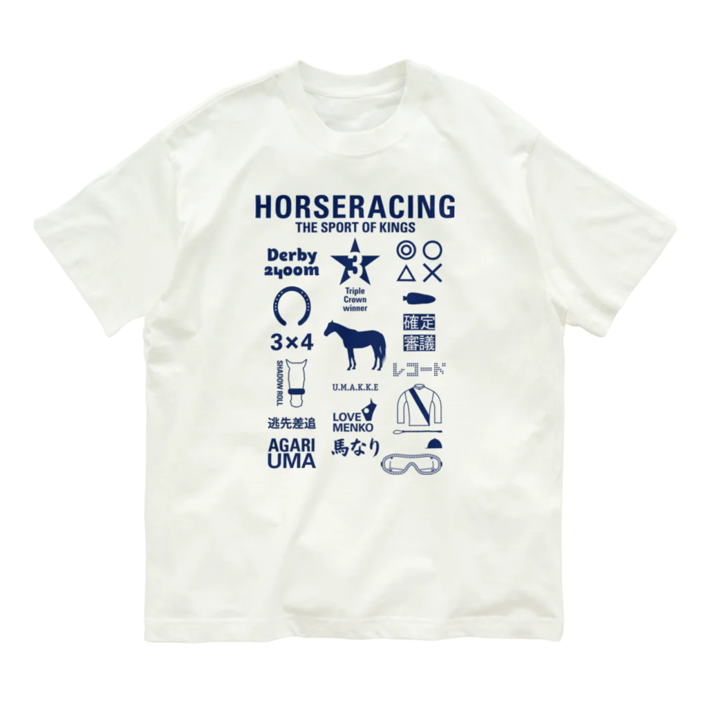 KAWAGOE GRAPHICSのHORSERACING GRAPHICS 紺 オーガニックコットンTシャツ