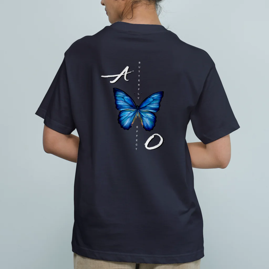 idumi-artの青い蝶🦋縦　BUTTERFLY EFFECT Organic Cotton T-Shirt