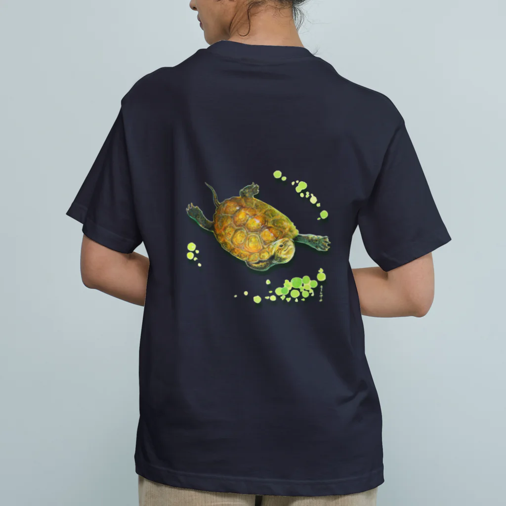 めろんぽっぷのお店だよの泳いできたよ、ニホンイシガメ （バックプリント） Organic Cotton T-Shirt