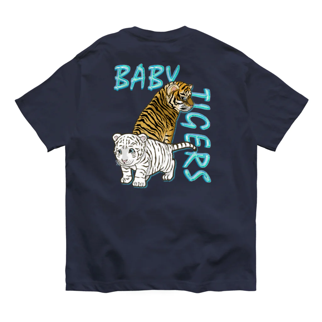 LalaHangeulのBABY TIGERS　バックプリント オーガニックコットンTシャツ