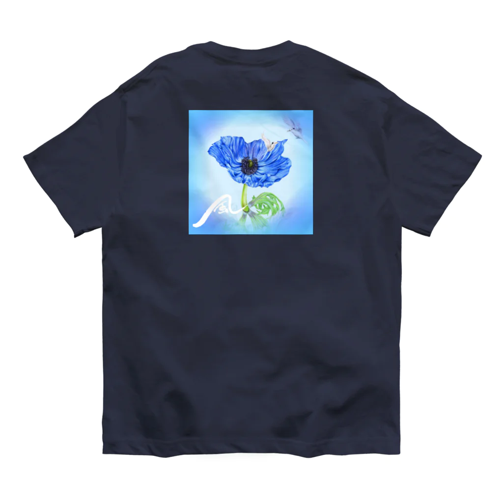 idumi-artの青いアネモネ💙風 オーガニックコットンTシャツ