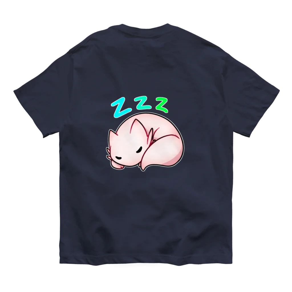 TsuzeraのSleepy Nekolotl オーガニックコットンTシャツ