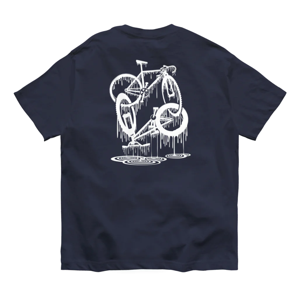 nidan-illustrationのmelted bikes #2 (white ink) オーガニックコットンTシャツ