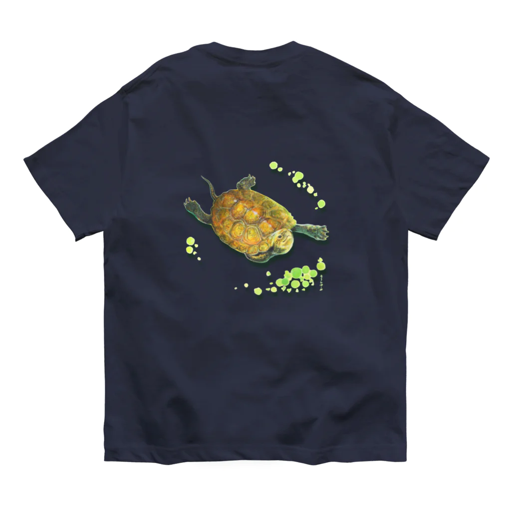 めろんぽっぷのお店だよの泳いできたよ、ニホンイシガメ （バックプリント） Organic Cotton T-Shirt