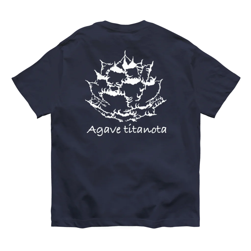 takichi studioのtitakichi 文字アリ 背面White titanota Organic Cotton T-Shirt