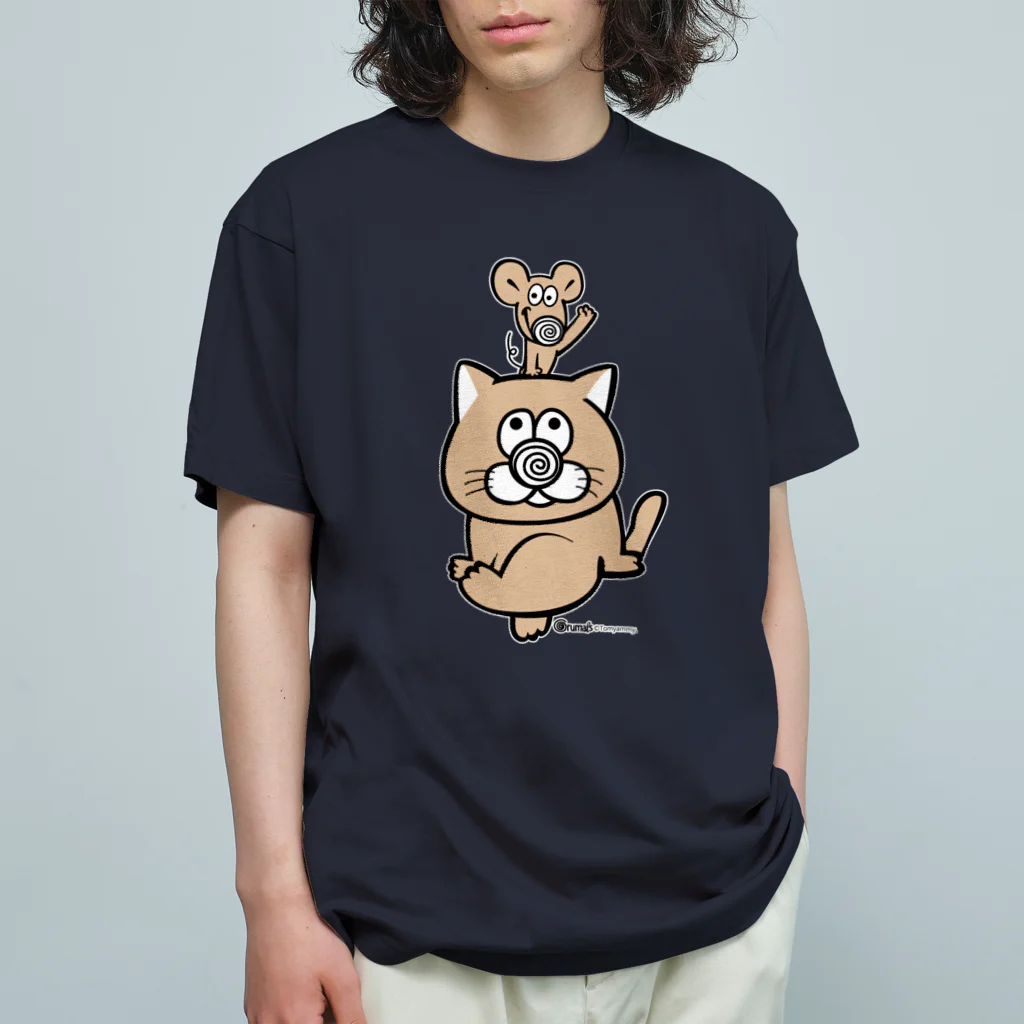 Grumals＋sonotasのぐるまるズ - ねことねずみ Organic Cotton T-Shirt