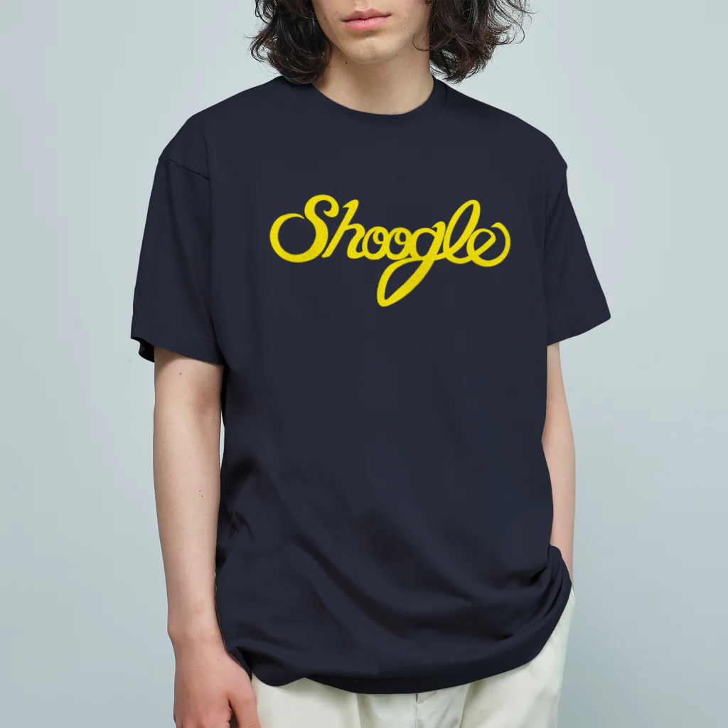 週刊少年ライジングサンズのShoogle(シューグル・週グル・週刊少年グルメ)ロゴ イエロー オーガニックコットンTシャツ