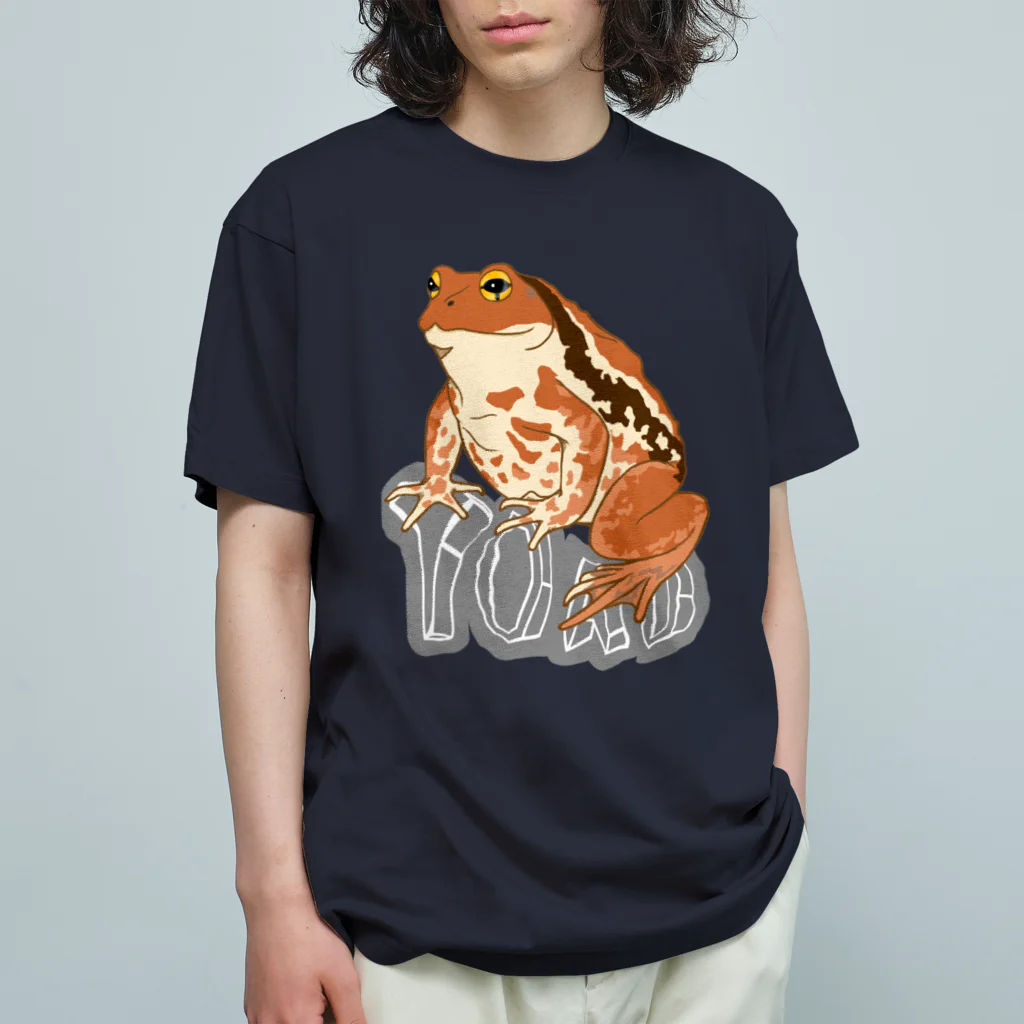 LalaHangeulのTOAD (ヒキガエル) 英字バージョン オーガニックコットンTシャツ