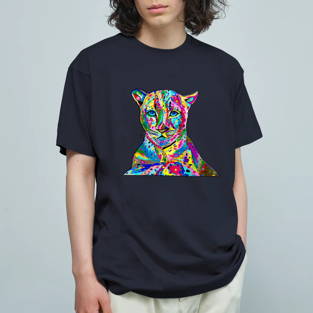 TANSU ART コレクションのカラフルジャガー オーガニックコットンTシャツ