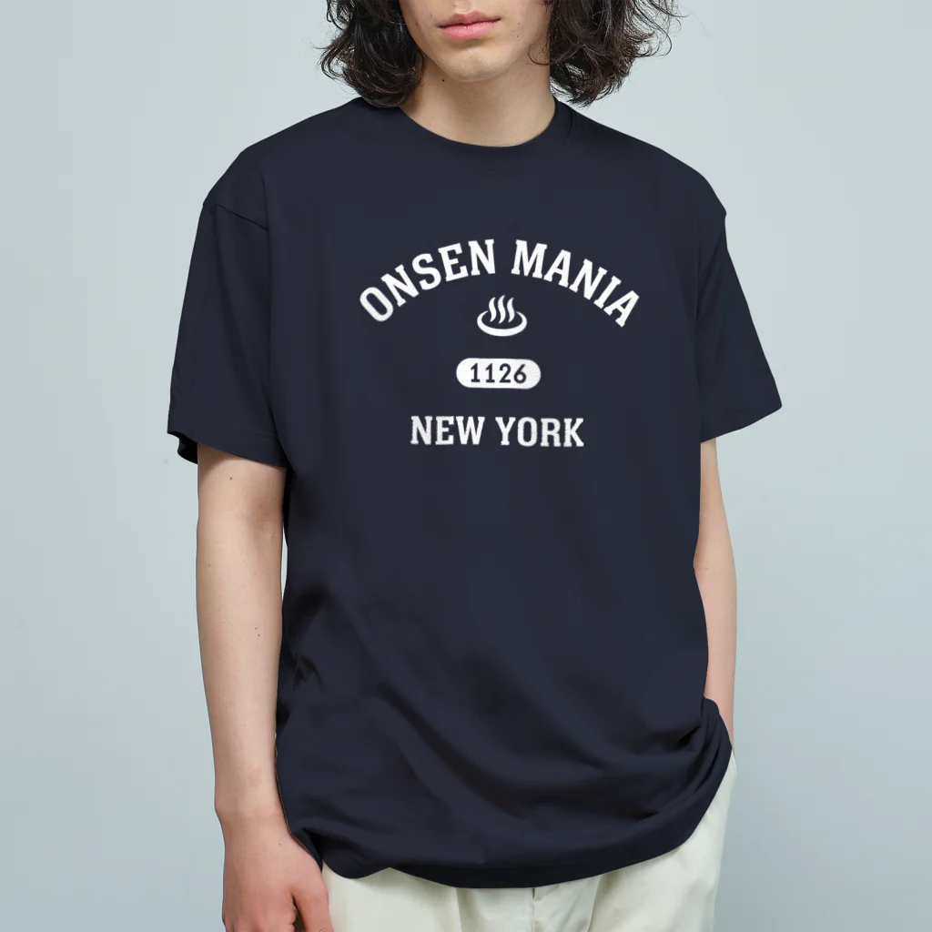 kg_shopのONSEN MANIA (ホワイト) オーガニックコットンTシャツ