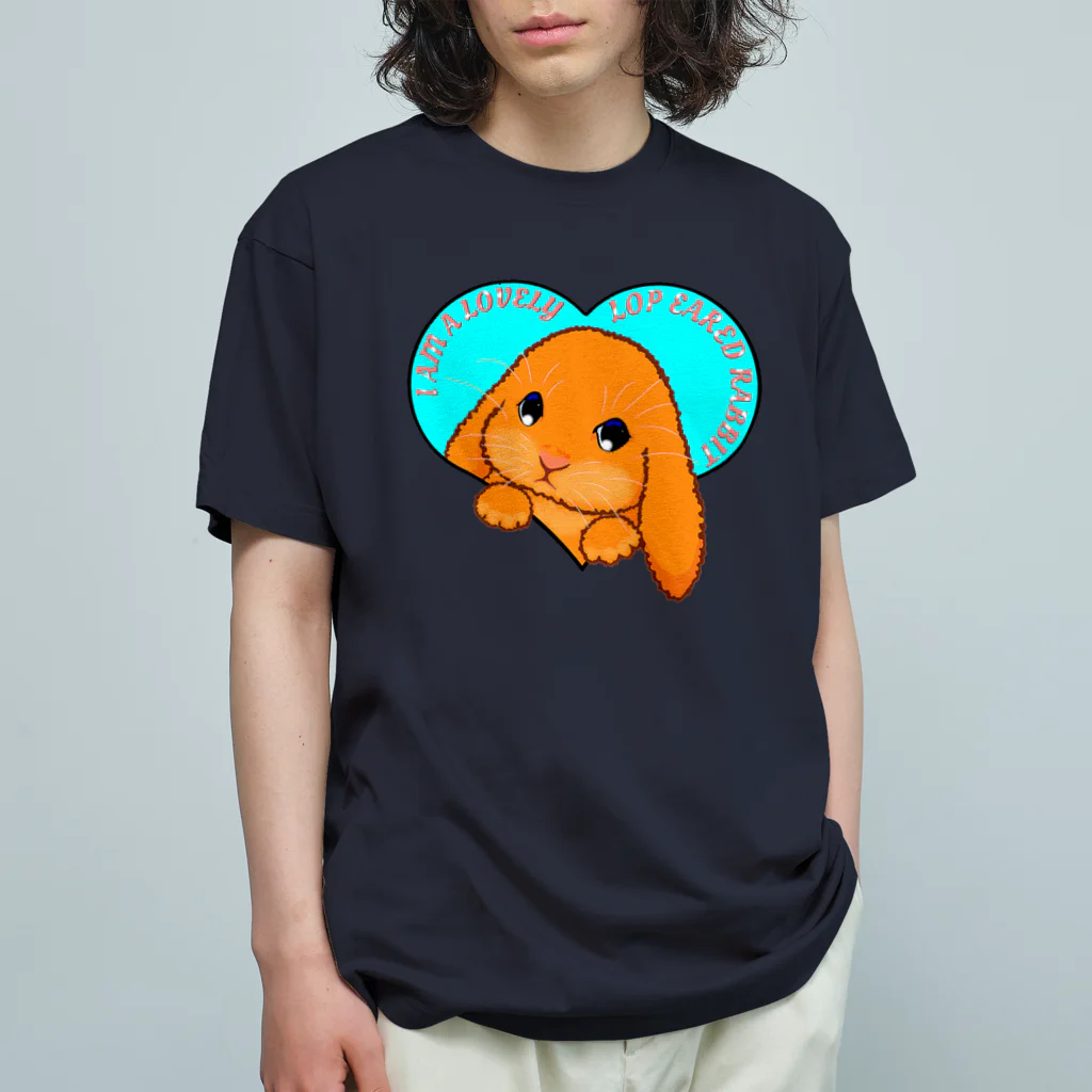 LalaHangeulのLop eared rabbit(ロップイヤーラビット) 英語バージョン オーガニックコットンTシャツ