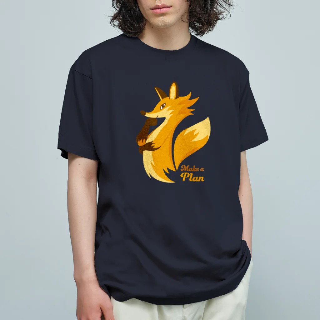 kocoon（コクーン）の計画を練るキツネ オーガニックコットンTシャツ