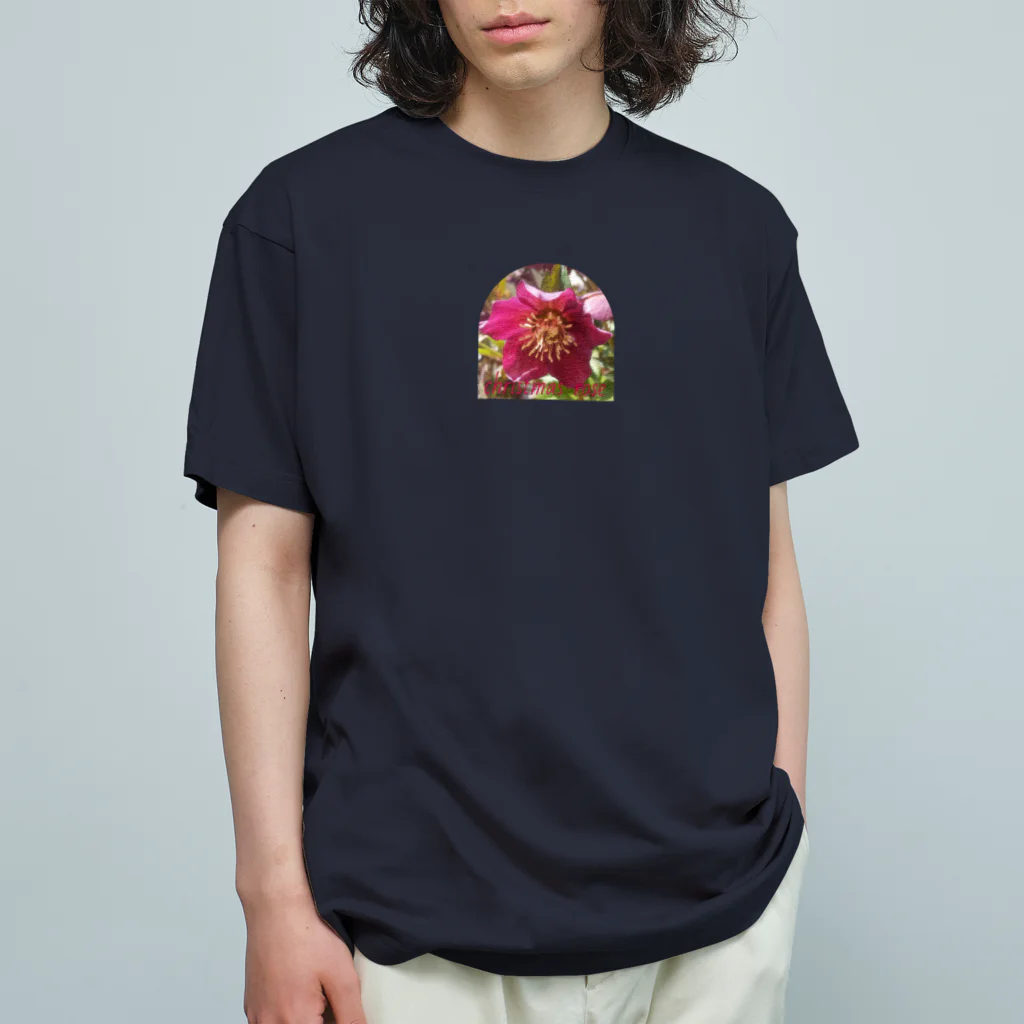 ハルノコのchristmas rose オーガニックコットンTシャツ