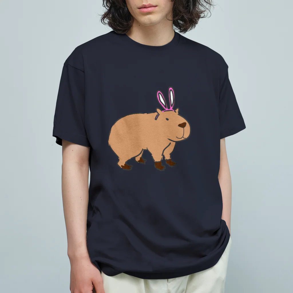 ふがし@カピバラグッツ販売中！のカピバラ、うさぎになる。 オーガニックコットンTシャツ