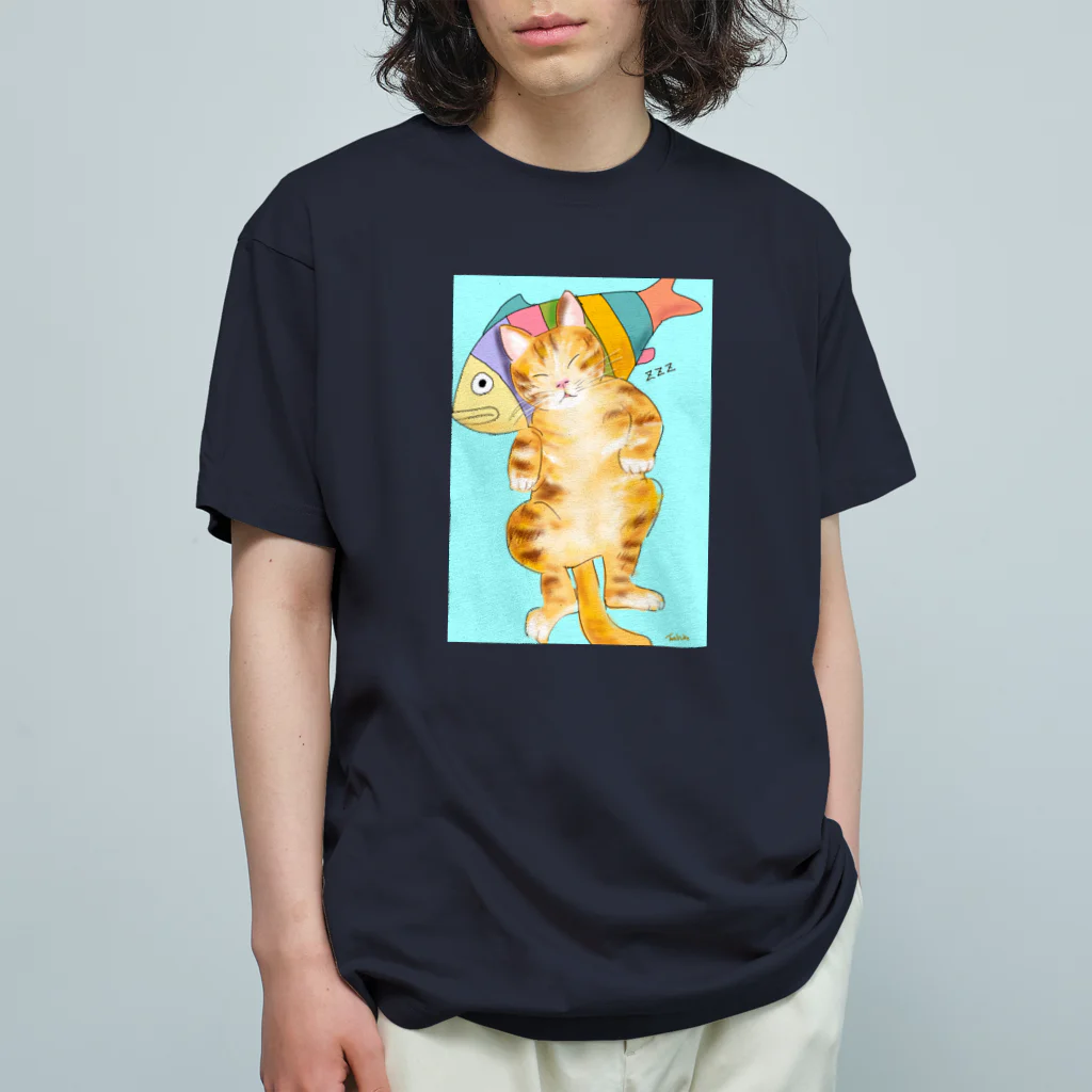 はまだぬき1023のおひるねこ オーガニックコットンTシャツ