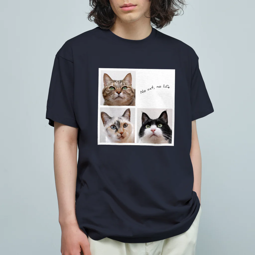 モコネコSHOPのNo cat, no life オーガニックコットンTシャツ