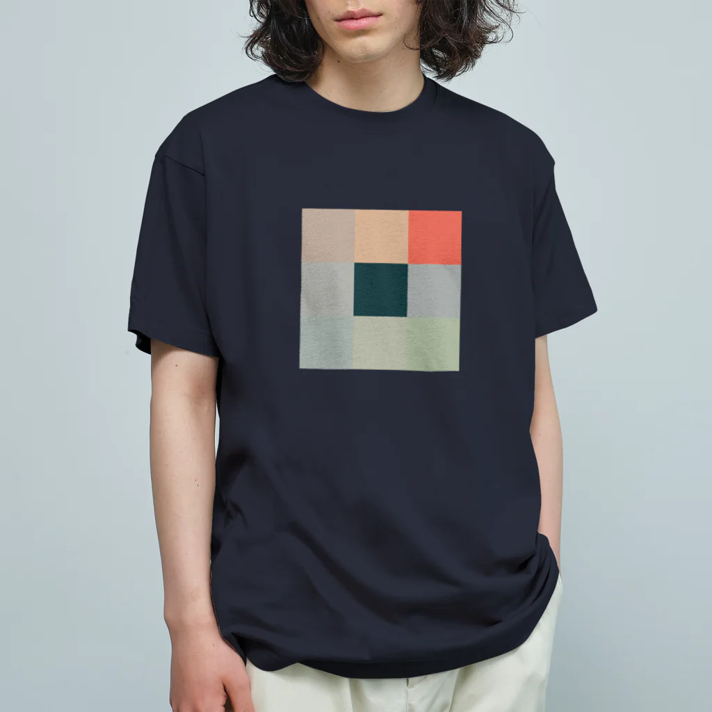 3×3 のドット絵の印象、日の出 - 3×3 のドット絵 オーガニックコットンTシャツ