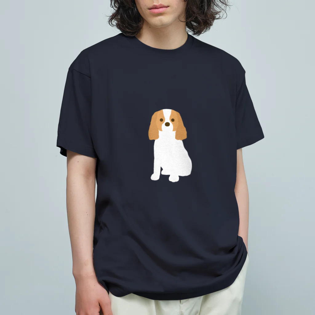 ゆいたっく／犬イラストのキャバリア オーガニックコットンTシャツ