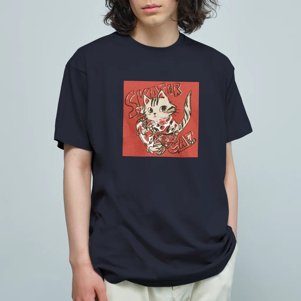 猫のきぬくんのお店のSKATER CAT Organic Cotton T-Shirt