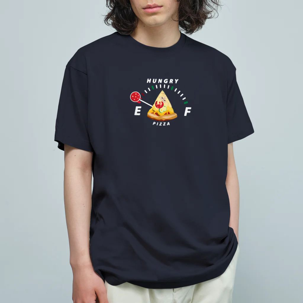 イラスト MONYAAT の腹ペコゲージ　ピザ　B*M オーガニックコットンTシャツ