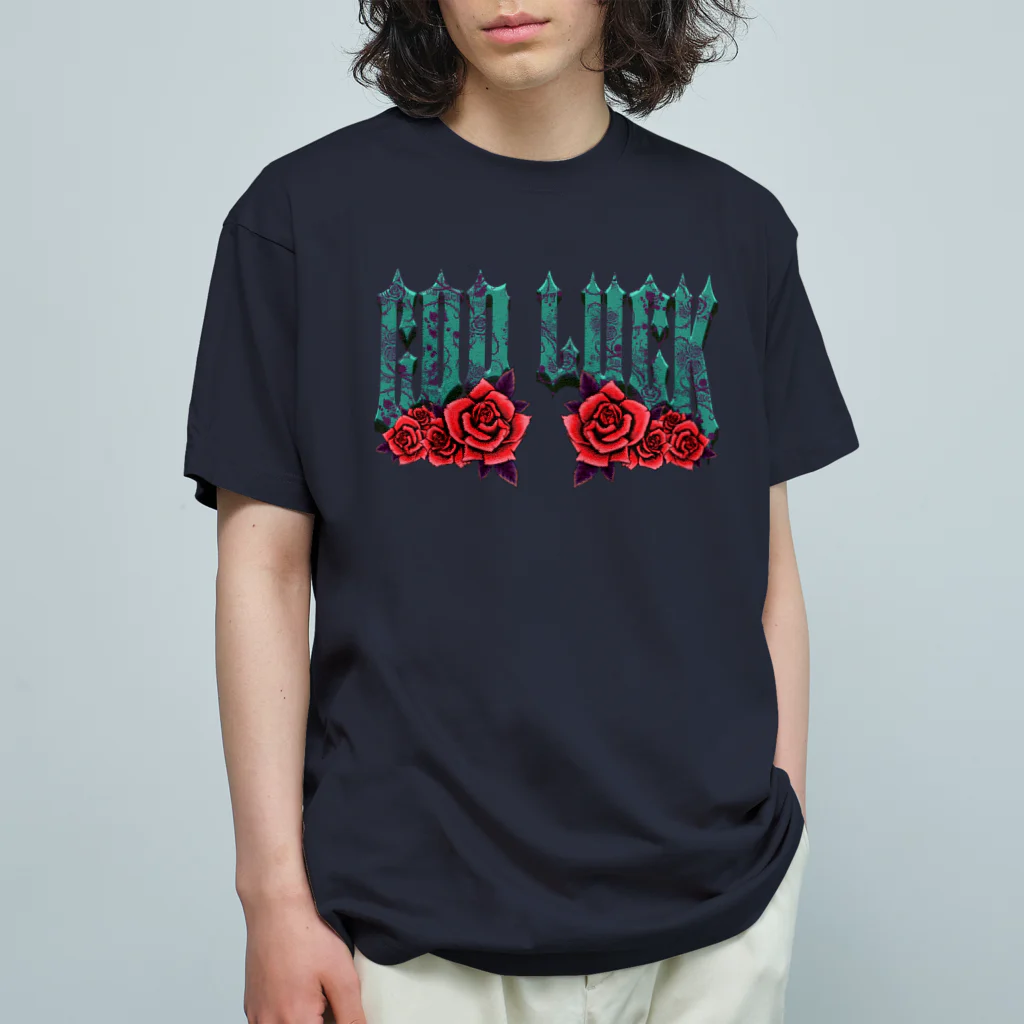 GOD LUCK💀to youの薔薇🌹GOD LUCKロゴ💀 Organic Cotton T-Shirt