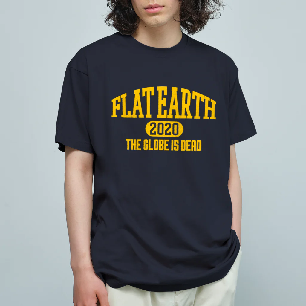 Mappila SHOPのカレッジ風(ミシガンカラー)　フラットアース FLATEARTH Organic Cotton T-Shirt