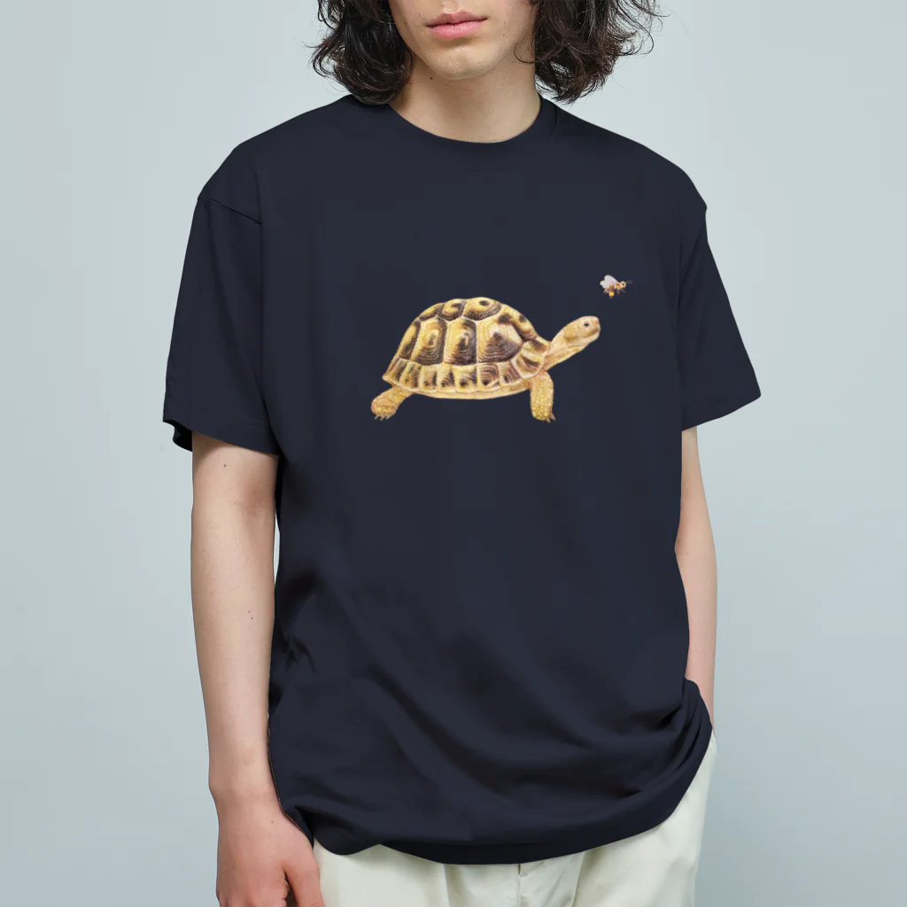 めろんぽっぷのお店だよのミツバチとヘルマンリクガメ  オーガニックコットンTシャツ