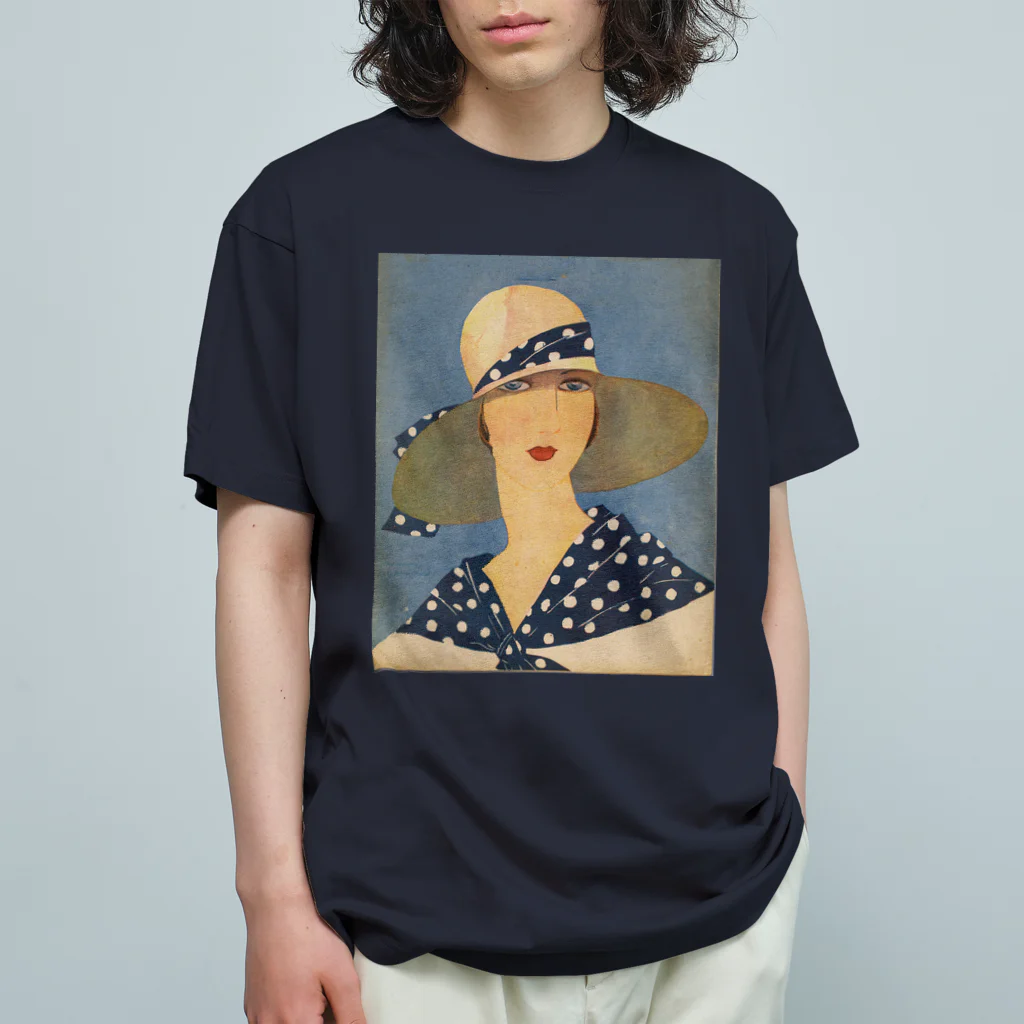 PALA's SHOP　cool、シュール、古風、和風、のlady wearing a sun hat Organic Cotton T-Shirt