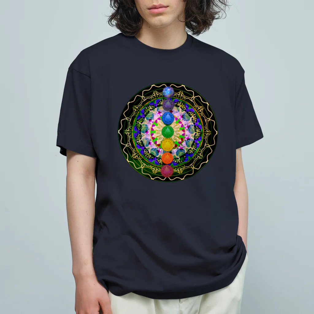 💖宇宙整体♪🌈♪こころからだチャンネル♪💖の宇宙曼荼羅ミラクルバージョン オーガニックコットンTシャツ