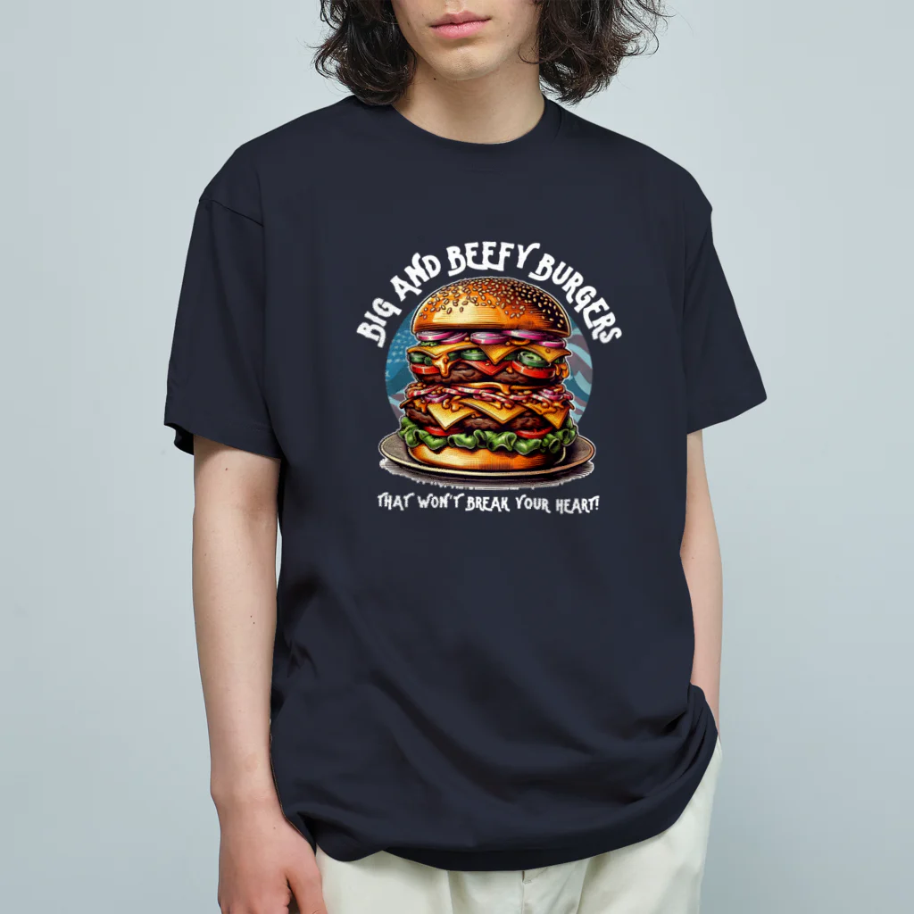 kazu_gのあなたを満足させるバーガーを!（濃色用） オーガニックコットンTシャツ