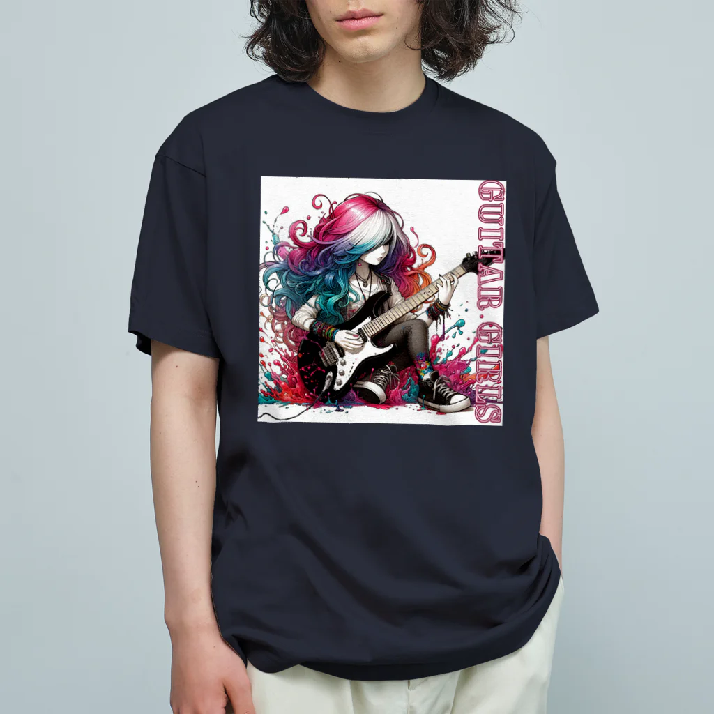 PALA's SHOP　cool、シュール、古風、和風、のGUITAR GIRLS　７ オーガニックコットンTシャツ