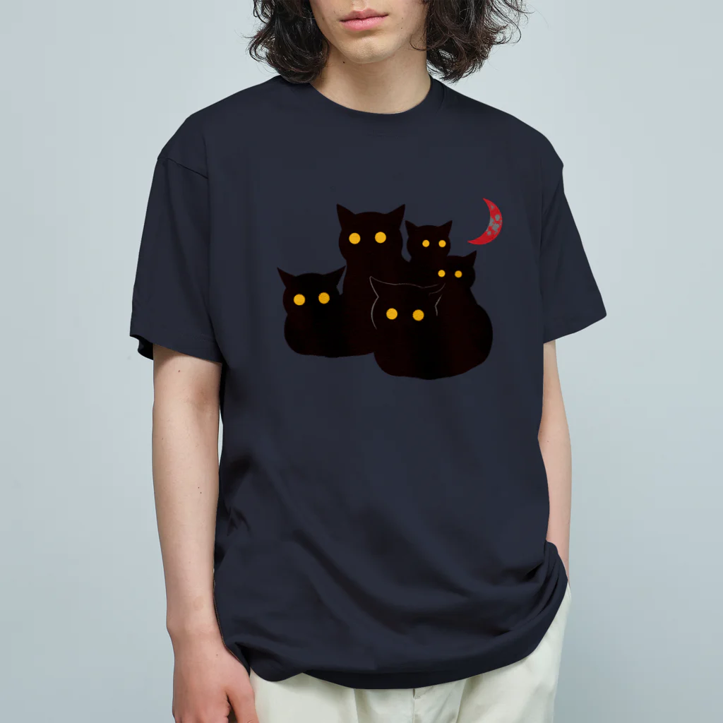 Radiostar suzuriSHOPの銀鉤舎　暗闇の黒猫 オーガニックコットンTシャツ