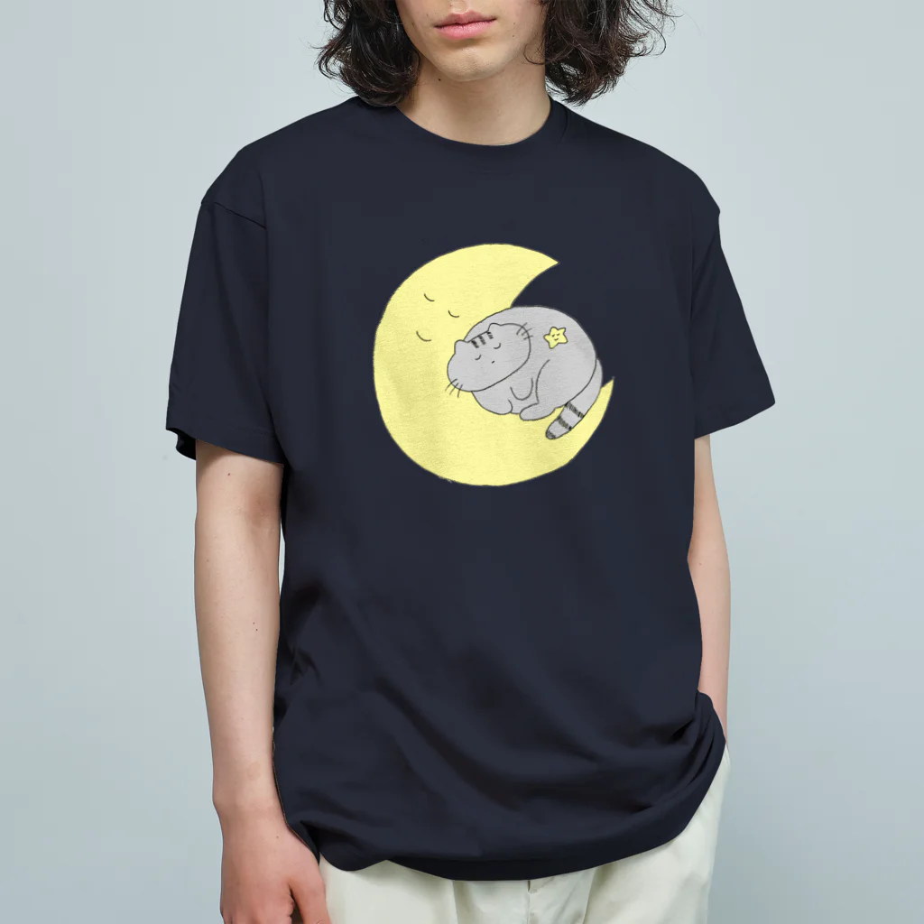 OHANABATAKEのねこくんとお月さま オーガニックコットンTシャツ