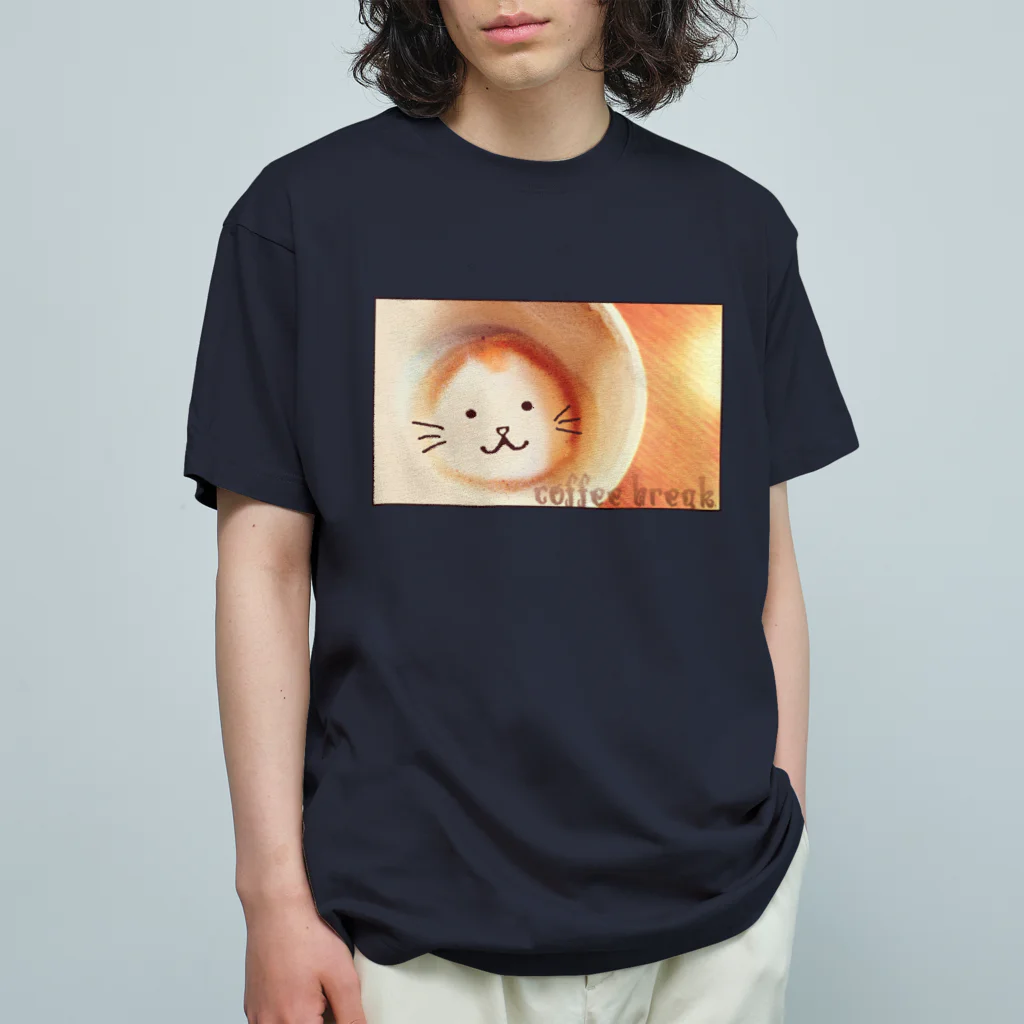 mofmenomossoのカプチーノ猫 オーガニックコットンTシャツ