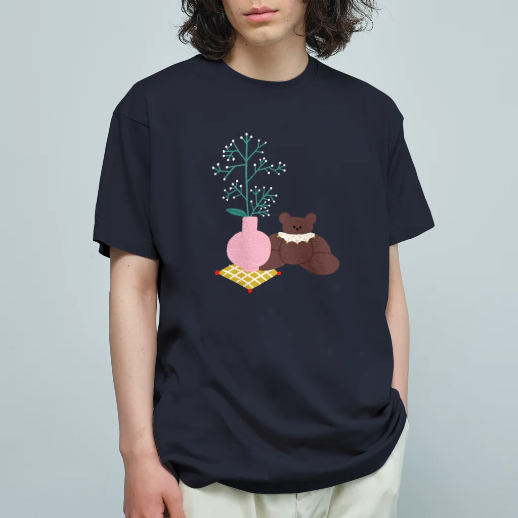 かわべしおん | イラストレーターのカスミソウとぬいぐるみ オーガニックコットンTシャツ