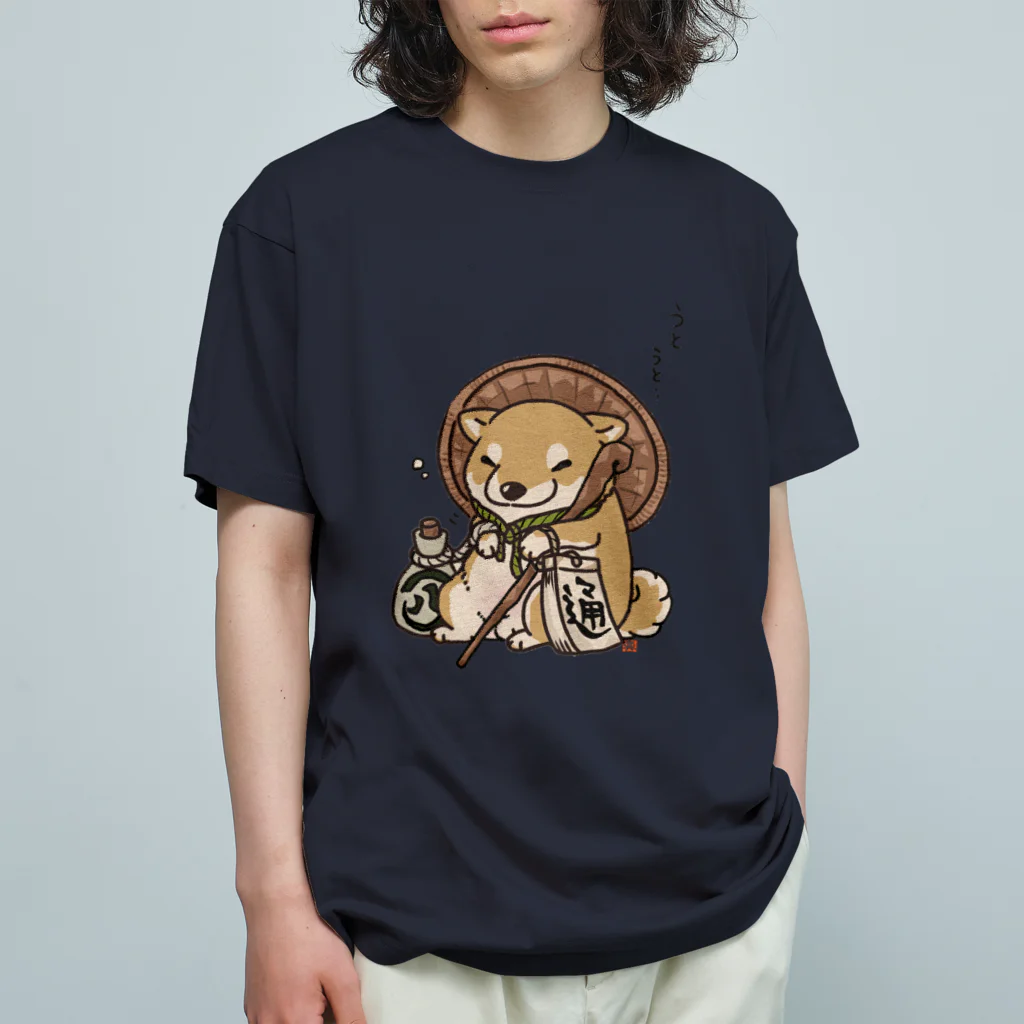 真希ナルセ（マキナル）の信楽焼のタヌキ風柴犬（赤柴） Organic Cotton T-Shirt