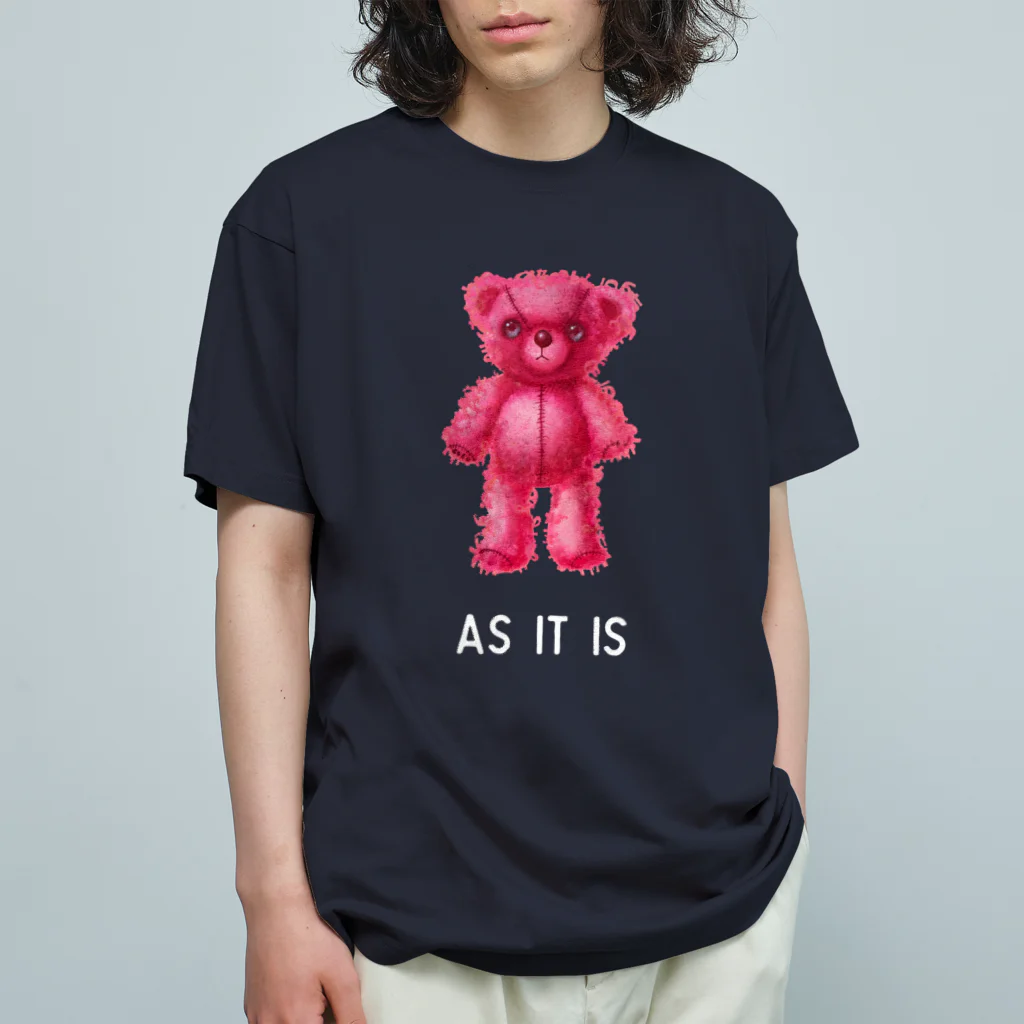 cocoartの雑貨屋さんの【As it is】（桃くま）WHITE Organic Cotton T-Shirt