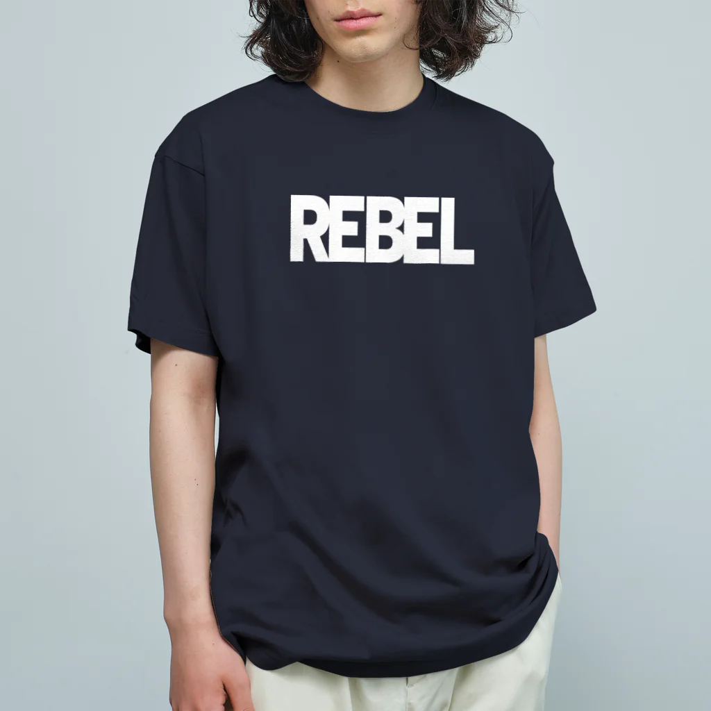 GALACTIC REBELのREBEL WHITE LOGO オーガニックコットンTシャツ