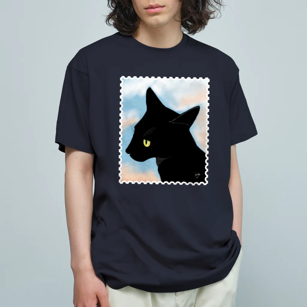 𝙽𝚘 𝚁𝚘𝚜𝚎 𝚆𝚒𝚝𝚑𝚘𝚞𝚝 𝙰 𝚃𝚑𝚘𝚛𝚗.の黒猫切手 Organic Cotton T-Shirt