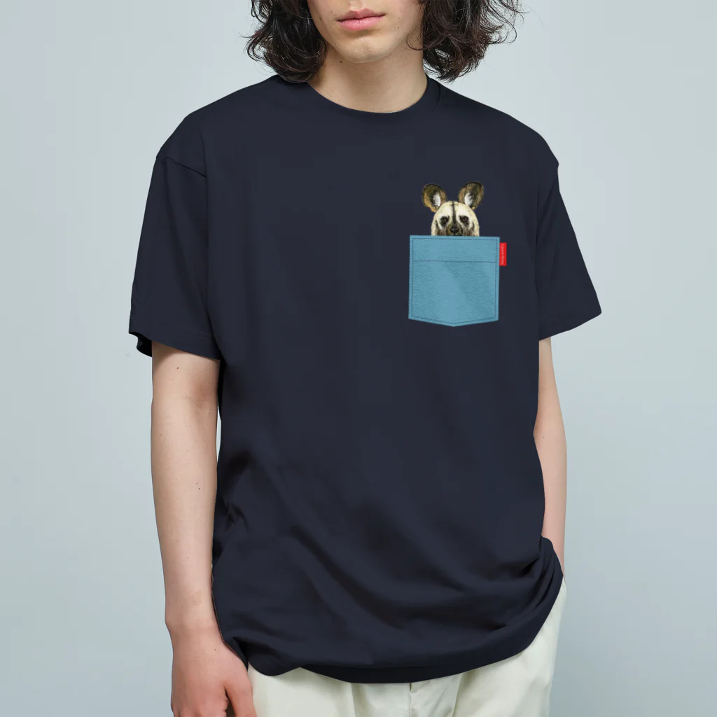 ぎんぺーのしっぽのポケットからリカオン オーガニックコットンTシャツ