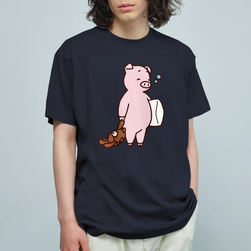 ichomaeのそろそろ寝るブタ(カラー) Organic Cotton T-Shirt