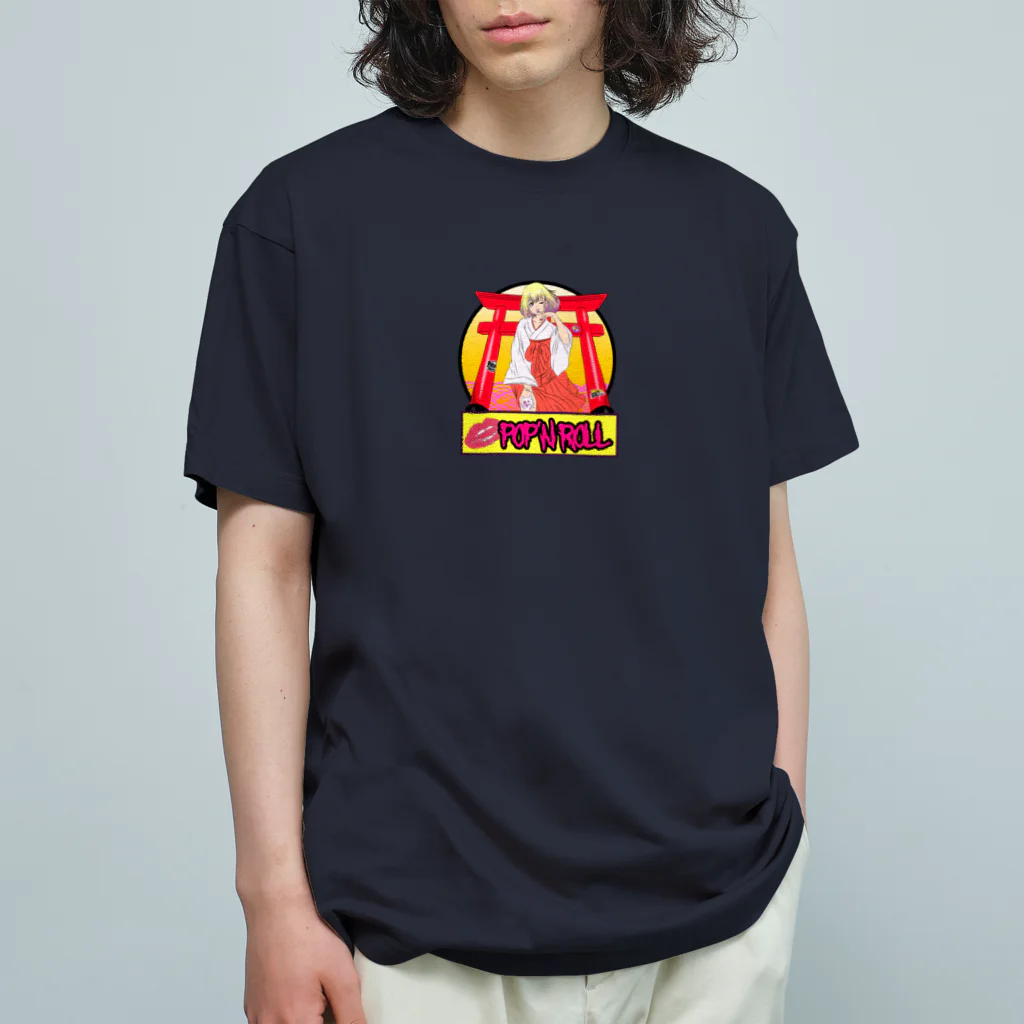 POP'N ROLLのpop'n 巫女girl  オーガニックコットンTシャツ