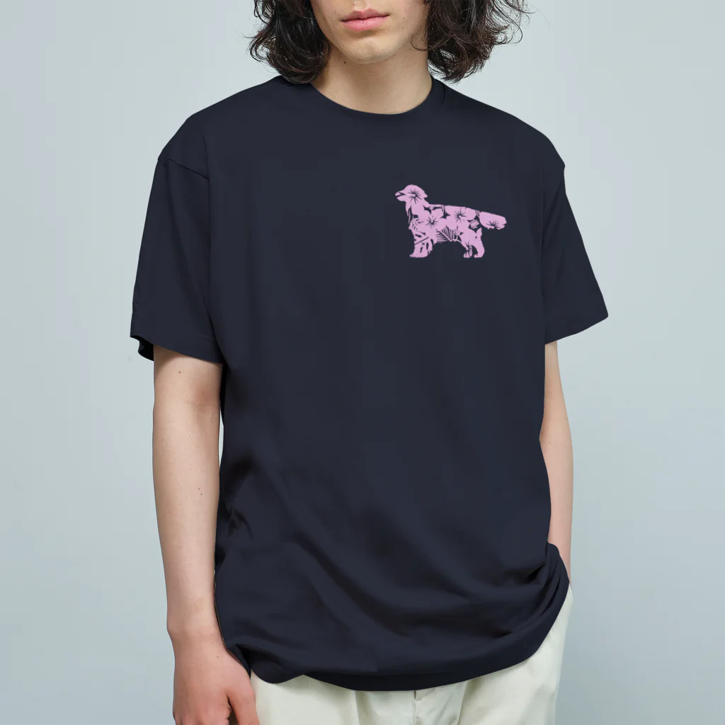 AtelierBoopの花-sun ゴールデンレトリバー オーガニックコットンTシャツ